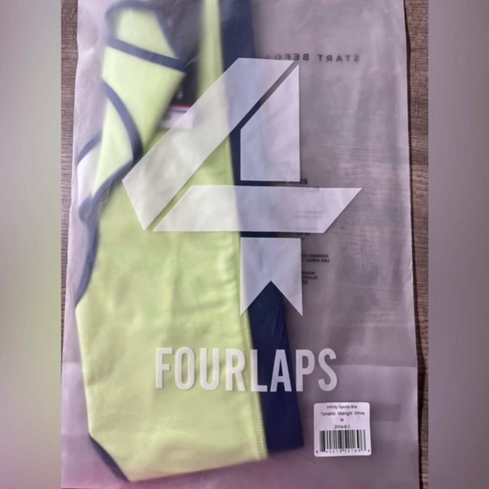FourLaps Infinity Sports Bra athletic workout activewear lime green size medium - Picture 9 of 9